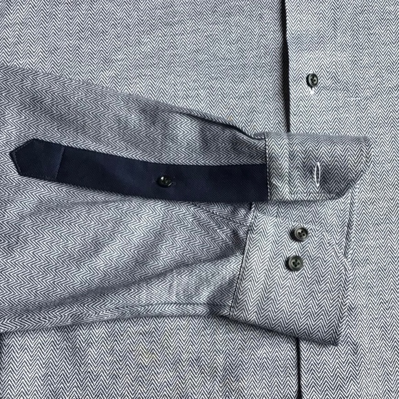 Emanuel Berg gray herringbone jersey cotton shirt Sz 18~46 made in Poland 🇵🇱 - Picture 4 of 10